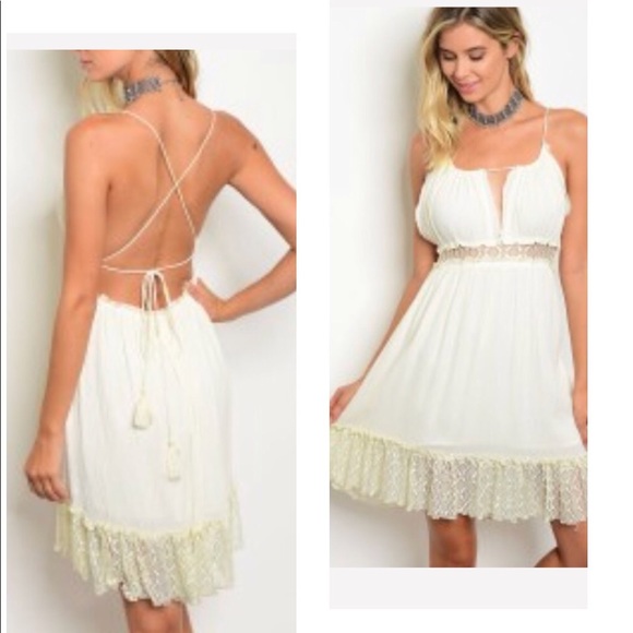 ☕️Lovely Ivory Boho Lace Dress🌟 - Picture 3 of 3